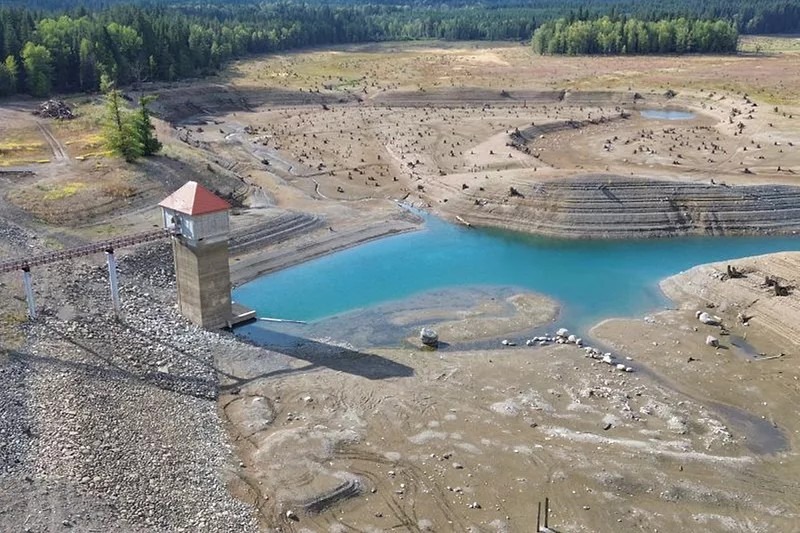 Low storage in Lake Kachess, one of five reservoirs in the Yakima Basin, in fall 2025.Courtesy Washington State Department of Ecology