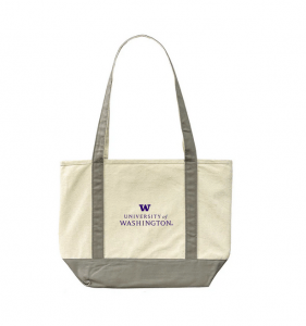 MCM Gray Trim Stacked W U of WA Signature Canvas Boat Tote