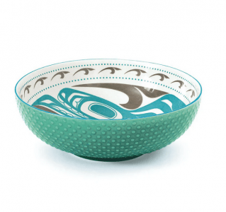 Native Northwest Killer Whale Procelain Bowl 9.5"