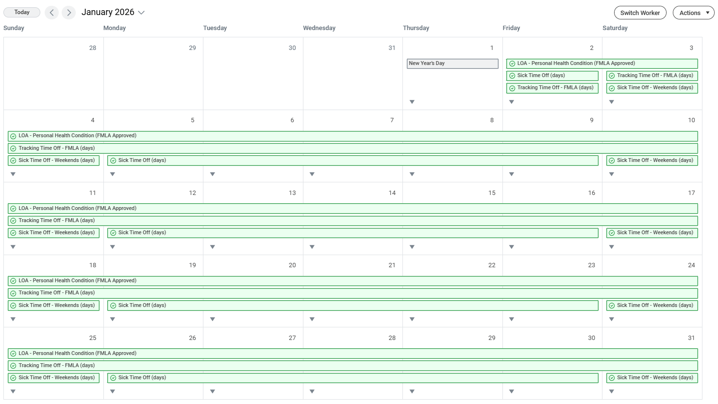 Faculty leave of absence calendar example